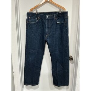 Levi's 505 Regular Fit Dark Stonewash Blue Jeans, 42x30, 100% Cotton